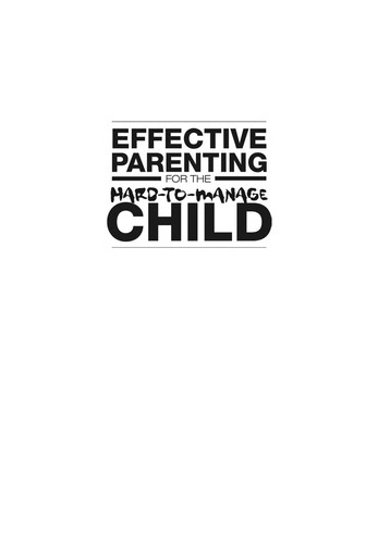 Cover for Effective parenting for the hard-to-manage child