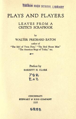 Cover for Plays and players