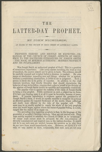 Cover for The Latter-day prophet