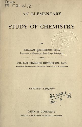 Cover for An elementary study of chemistry