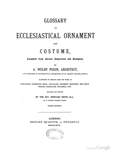 Cover for Glossary of ecclesiastical ornament and costume....