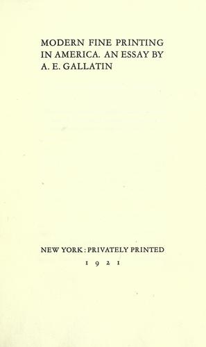 Cover for Modern fine printing in America.
