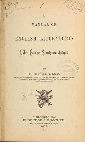 Cover for A manual of English literature