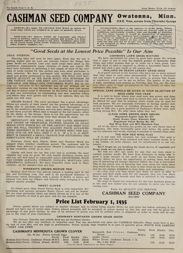 Cover for Price list February 1, 1935