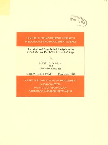 Cover for Transient and busy period analysis of the GI/G/1 Queue