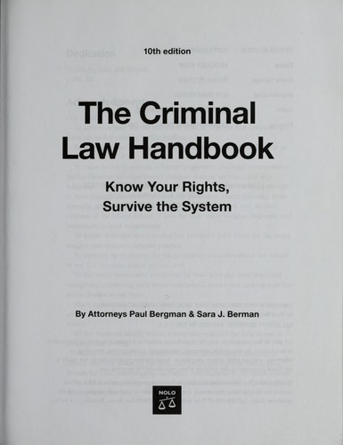 Cover for The criminal law handbook