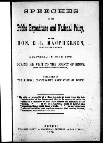 Cover for Speeches on the public expenditure and national policy