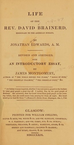 Cover for Life of the Rev. David Brainerd, missionary to the American Indians
