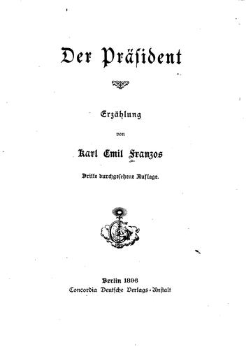 Cover for Der präsident: erzählung.