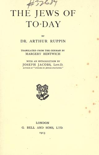 Cover for The Jews of to-day