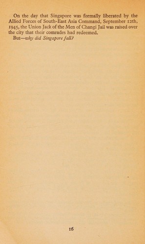Cover for The fall of Singapore