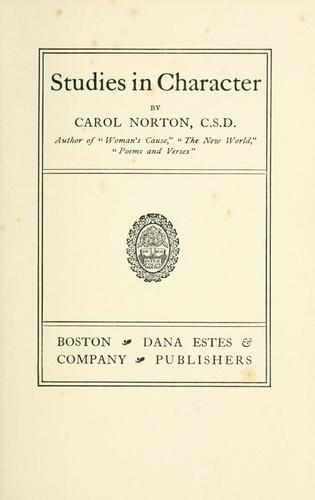 Cover for Studies in character