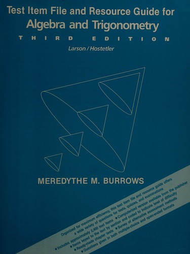 Cover for Test item file and resource guide for algebra and trigonometry, 3rd ed., Larson, Hostetler