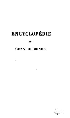Cover for Encyclopédie des gens du monde: répertoire universel des sciences, des lettres et des arts; avec ...