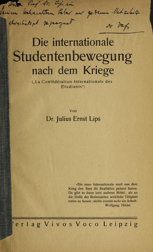 Cover for Die internationale Studentenbewegung nach dem Kriege