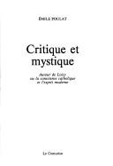 Cover for Critique et mystique