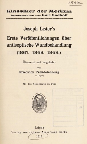 Cover for Joseph Lister's erste Veröffentlichungen über antiseptische Wundbehandlung (1867, 1868, 1869)