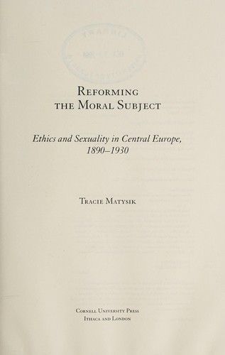 Cover for Reforming the moral subject