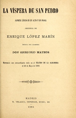 Cover for La víspera de San Pedro