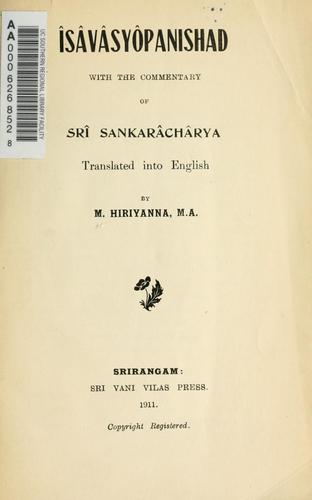 Cover for Îsâvâsyôpanishad, with the commentary of Srî Sankarâchâya
