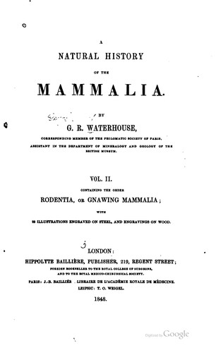 Cover for A Natural History of the Mammalia