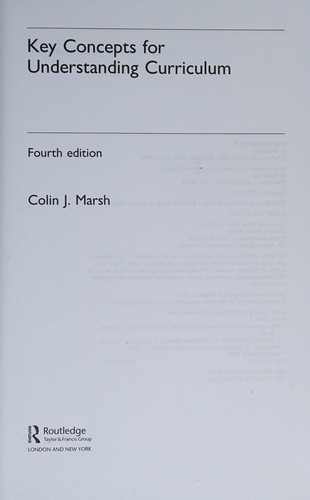Cover for Key concepts for understanding curriculum