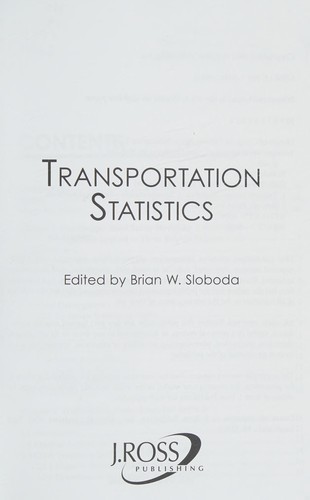 Cover for Transportation statistics