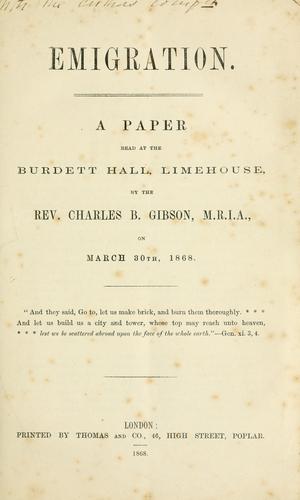Cover for Emigration