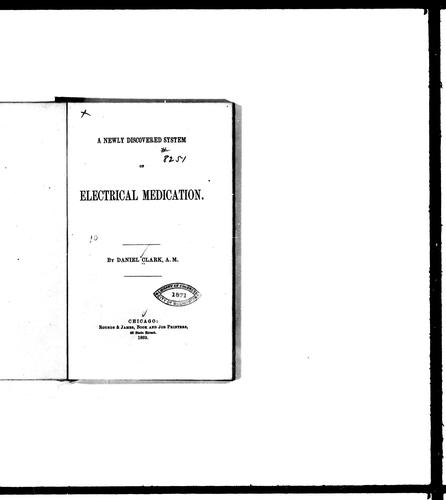Cover for A newly discovered system of electrical medication