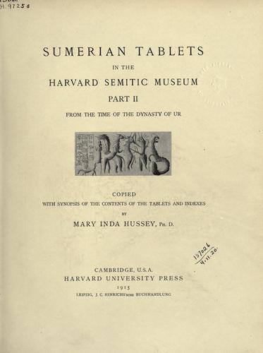 Cover for Sumerian tablets in the Harvard Semitic Museum