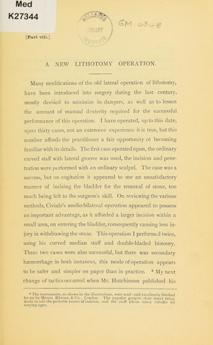Cover for Contributions to surgery and medicine