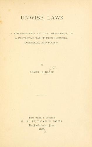 Cover for Unwise laws
