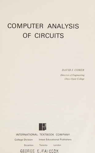 Cover for Computer analysis of circuits