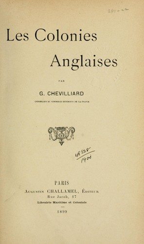 Cover for Les colonies anglaises