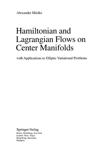 Cover for Hamiltonian and Lagrangian flows on center manifolds