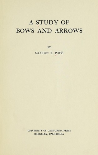 Cover for A study of bows and arrows
