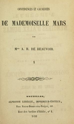 Cover for Confidences et causeries de Mademoiselle Mars