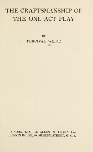 Cover for The craftsmanship of the one-act play