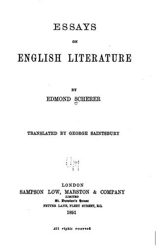 Cover for Essays on English literature.