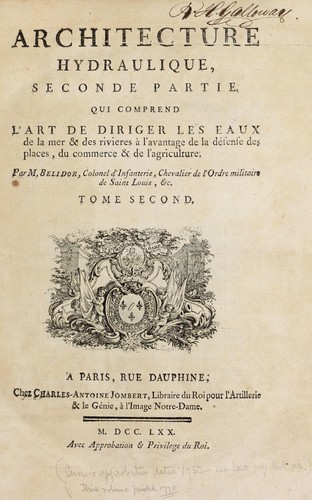 Cover for Architecture hydraulique, ou, L'art de conduire, d'elever et de menager les eaux pour les différens besoins de la vie