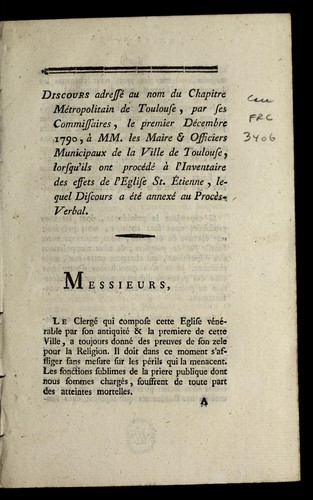 Cover for Discours