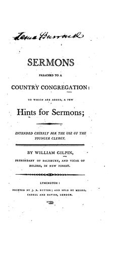 Cover for Sermons Preached to a Country Congregation: To which is Added, A Few Hints for Sermons ...