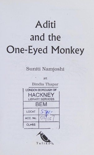 Cover for Aditi and the one-eyed monkey
