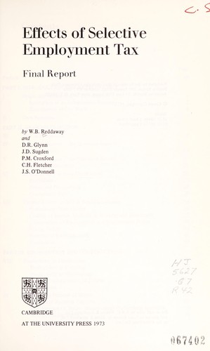 Cover for Effects of the Selective Employment Tax