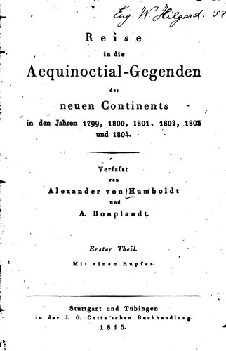 Cover for Reise in die Aequinoctial-gegenden des neuen Continents in den Jahren 1799, 1800, 1801, 1803 und ...