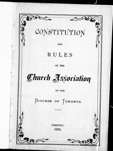 Cover for Constitution and rules of the Church Association of the Diocese of Toronto