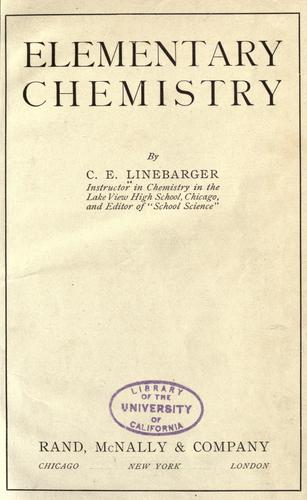 Cover for Elementary chemistry