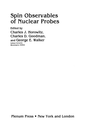 Cover for Spin Observables of Nuclear Probes