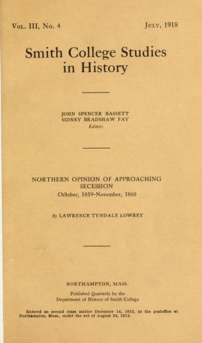 Cover for Northern opinion of approaching secession