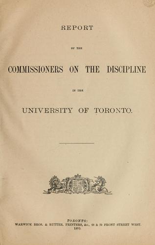 Cover for Report of the commissioners on the Discipline and Other Matters in the University of Toronto